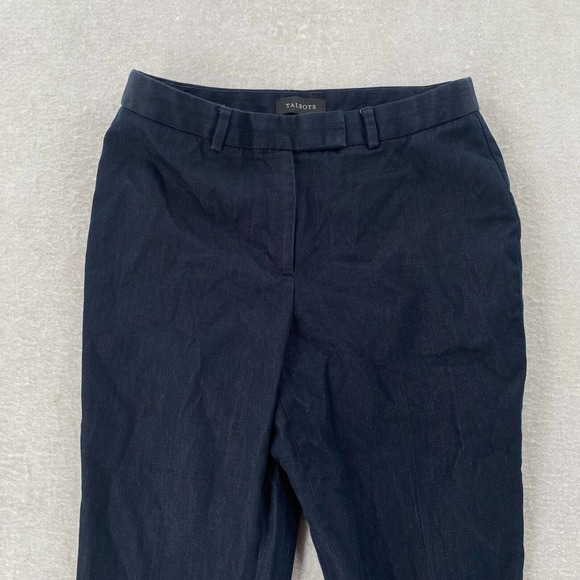Talbots Womens Pants Womens 8 High Waist Straight Leg Pockets Dark Blue Chambray - Picture 7 of 14